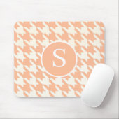 Klassieke Houndstooth Peachy Coral & White Monogra Muismat (Met muis)