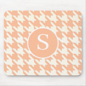 Klassieke Houndstooth Peachy Coral & White Monogra Muismat (Voorkant)