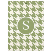 Klassieke Houndstooth Sage Groen & Wit Monogram Klembord (Achterkant)