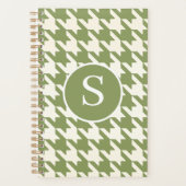 Klassieke Houndstooth Sage Groen & Wit Monogram Planner (Voorkant)