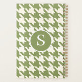 Klassieke Houndstooth Sage Groen & Wit Monogram Planner (Achterkant)