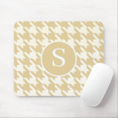 Klassieke Houndstooth Tan Beige & White Monogram Muismat (Met muis)