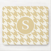 Klassieke Houndstooth Tan Beige & White Monogram Muismat (Voorkant)