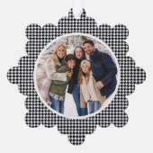 Klassieke houndstooth zwart wit 2 foto Kerstmis Ornament Kaart (Achterkant)