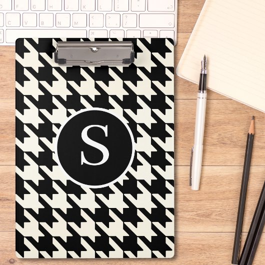 Klassieke Houndstooth zwart-wit monogram Klembord