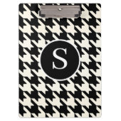 Klassieke Houndstooth zwart-wit monogram Klembord (Voorkant)
