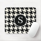 Klassieke Houndstooth zwart-wit monogram Muismat (Met muis)