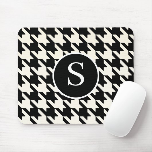 Klassieke Houndstooth zwart-wit monogram Muismat (Met muis)