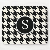 Klassieke Houndstooth zwart-wit monogram Muismat (Voorkant)