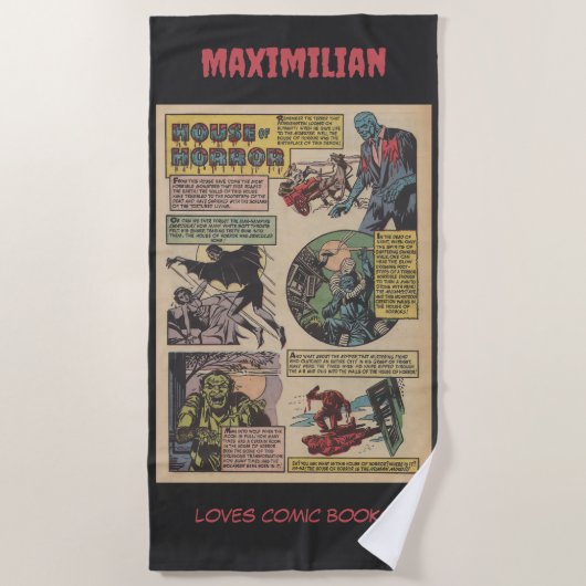 Klassieke House of Horrors Stripboek Monsters Strandlaken (Voorkant)