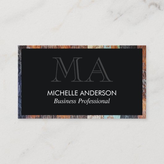 Klassieke houten trim | Monogram | Beroepsbeoefena Visitekaartje (Voorkant)