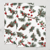 Klassieke houtland krans platte kerstkaart (Voorkant / Achterkant)