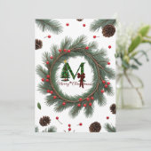 Klassieke houtland krans platte kerstkaart – rusti (Staand voorkant)