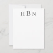 Klassieke houtskool gepersonaliseerde monogram ini notitiekaartje (Voorkant)