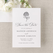 Klassieke Houtskool Hydrangea Foto Bruiloft Save The Date