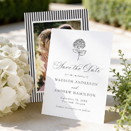 Klassieke Houtskool Hydrangea Foto Bruiloft Save The Date
