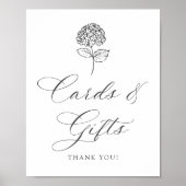 Klassieke Houtskool Hydrangea Kaarten en Cadeaus B Poster (Voorkant)