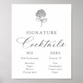 Klassieke Houtskool Hydrangea Signature Dranken Poster (Voorkant)