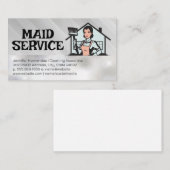 Klassieke Huis Maid Holding Bezem Visitekaartje (Voorkant / Achterkant)