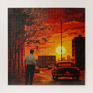 Klassieke Huisverbouwing Zonsondergang Landschap P Legpuzzel