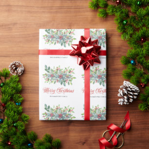 Klassieke hulstbessen Kerstvakantie Cadeaupapier