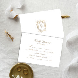 Klassieke Huwelijksmonogram Wapen RSVP Kaart