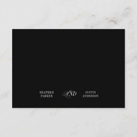 Klassieke huwelijksontvangstcadeautaszak plaatskaa informatiekaartje (Achterkant)