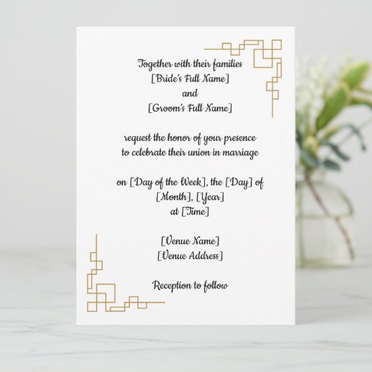 Klassieke huwelijksuitnodiging aanpasbaar kaart (Staand voorkant)