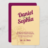 Klassieke huwelijksuitnodiging kaart (Voorkant / Achterkant)