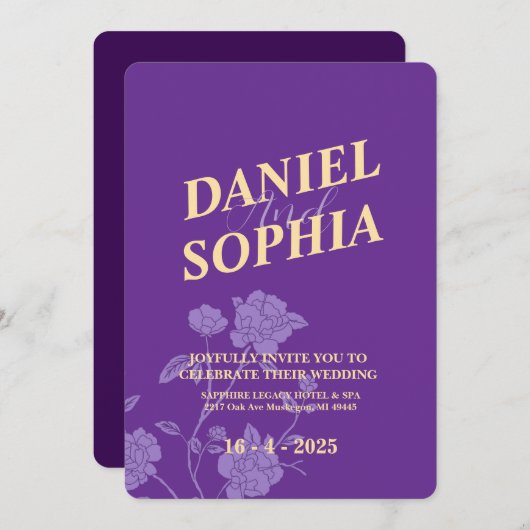 Klassieke huwelijksuitnodiging kaart (Voorkant / Achterkant)