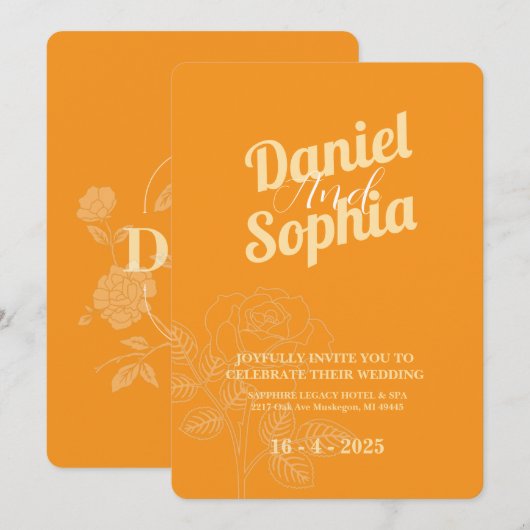 Klassieke huwelijksuitnodiging kaart (Voorkant / Achterkant)