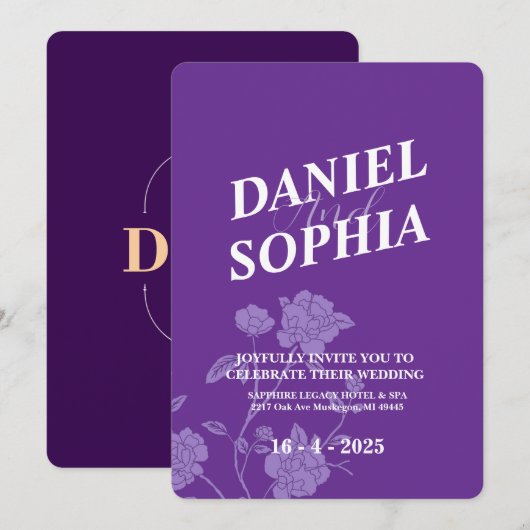 Klassieke huwelijksuitnodiging kaart (Voorkant / Achterkant)