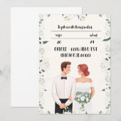 Klassieke huwelijksuitnodiging met mooie bloem kaart (Voorkant / Achterkant)