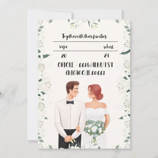 Klassieke huwelijksuitnodiging met mooie bloem kaart