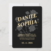 Klassieke huwelijksuitnodiging Zwart Kaart (Voorkant)