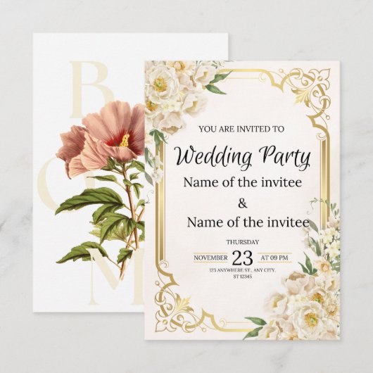 "Klassieke huwelijksuitnodigingen" Bedankkaart (Voorkant / Achterkant)