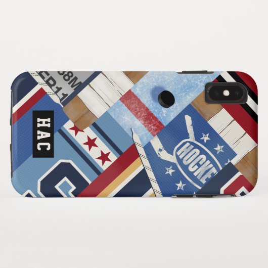 Klassieke  Ice Hockey Patchwork-Shirten & Puck Case-Mate iPhone Case (Achterkant (horizontaal))