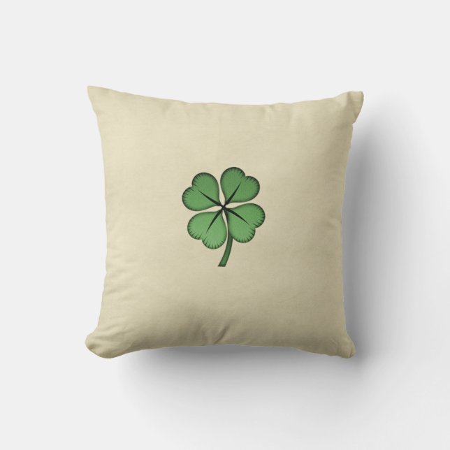Klassieke Ierse Lucky Shamrock Kussen (Voorkant)