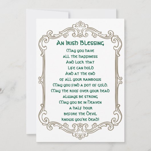 Klassieke Ierse zegen St. Patrick's Dag Groet Feestdagenkaart (Voorkant)