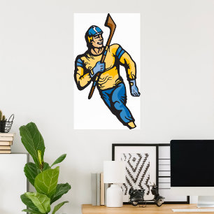 Klassieke ijshockeyspeler Retro sportieve sportart Poster