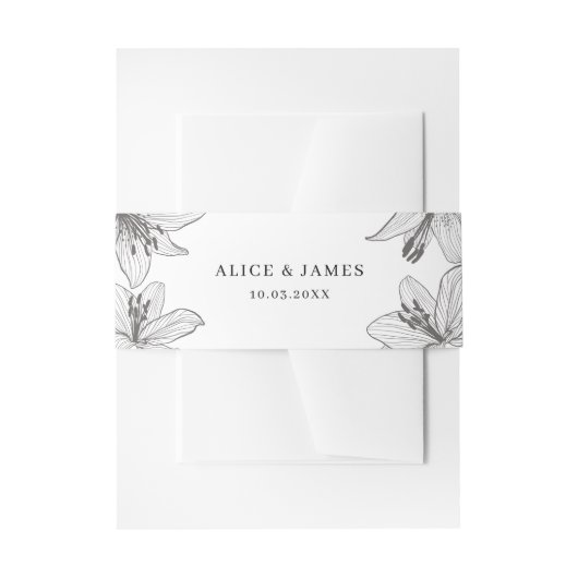 Klassieke illustratie Floral Lilies Uitnodigingen Wikkel (Voorkant Voorbeeld)