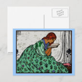 Klassieke illustratie van de Woman van de Groene D Briefkaart (Voorkant / Achterkant)