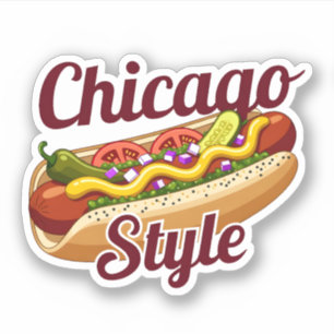 Klassieke illustratie van een Chicago Style Hot Do Sticker