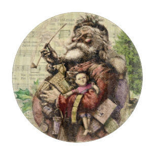 Klassieke illustratie van een vrolijke kerstboom m snijplank