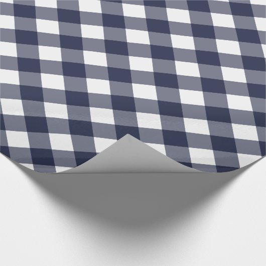 Klassieke ingecheckte Gingham wit en blauw Cadeaupapier (Hoek)