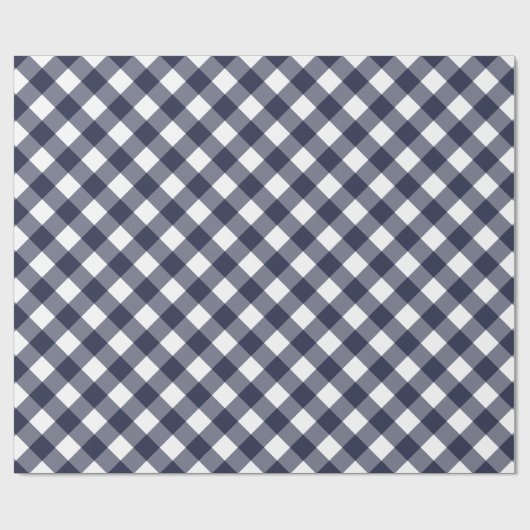 Klassieke ingecheckte Gingham wit en blauw Cadeaupapier (Vlak)
