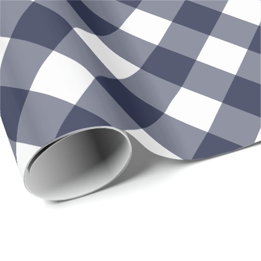 Klassieke ingecheckte Gingham wit en blauw Cadeaupapier (Rol Hoek)