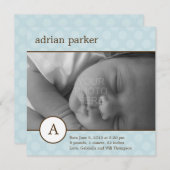 Klassieke Initiaal Baby Boy Aankondiging (Voorkant / Achterkant)