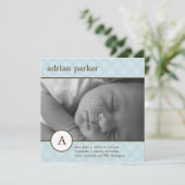 Klassieke Initiaal Baby Boy Aankondiging (Staand voorkant)