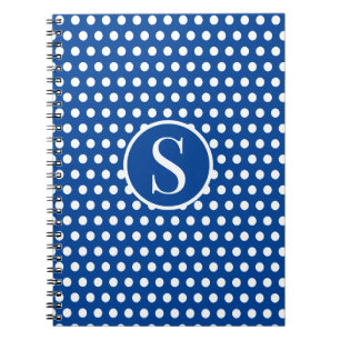 Klassieke initiaal letter Polka Dots Navy Blue Notitieboek